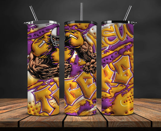 Football Mascot Colleges 3D Tumbler Skinny , Football Tumbler Png ,Nfl Tumbler Wrap 02