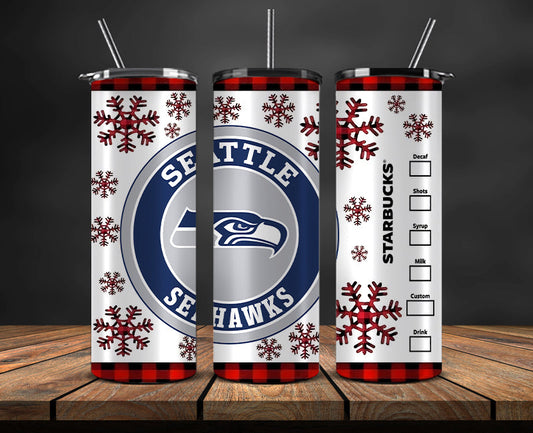 Seattle Seahawks Christmas Tumbler Png,NFL Merry Christmas Png, NFL Christmas Tumbler Wrap 30