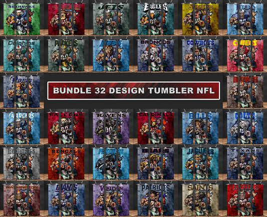 Bundle NFL Logo Tumbler Wrap, Bundle Sport Tumbler 30