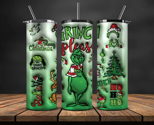 Christmas 20oz Tumbler Wrap PNG, Christmas 3D Inflated Puffy Png 311