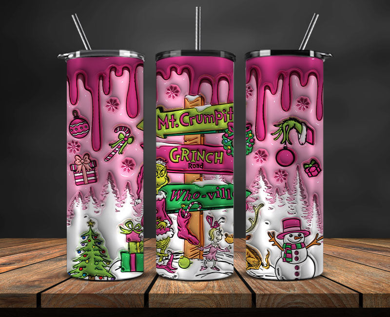 Christmas 20oz Tumbler Wrap PNG, Christmas 3D Inflated Puffy Png 317