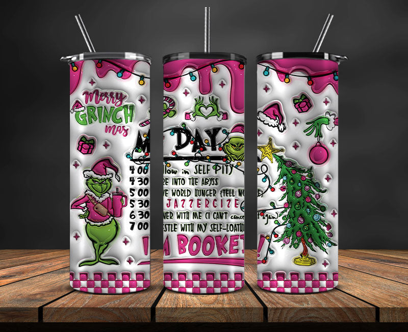 Christmas 20oz Tumbler Wrap PNG, Christmas 3D Inflated Puffy Png 320