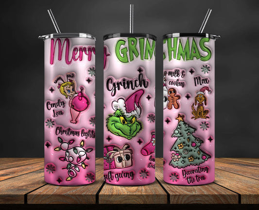 Christmas 20oz Tumbler Wrap PNG, Christmas 3D Inflated Puffy Png 322