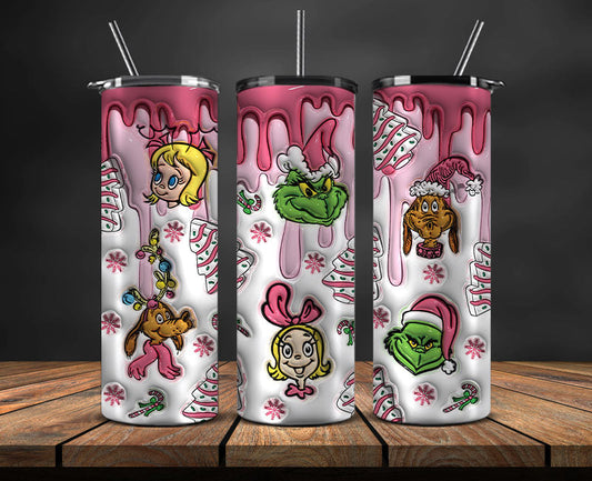 Christmas 20oz Tumbler Wrap PNG, Christmas 3D Inflated Puffy Png 328