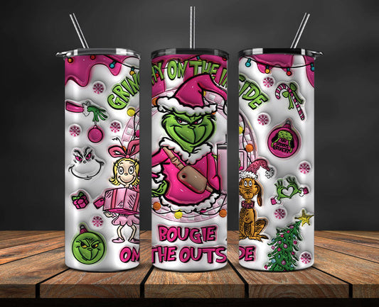 Christmas 20oz Tumbler Wrap PNG, Christmas 3D Inflated Puffy Png 329