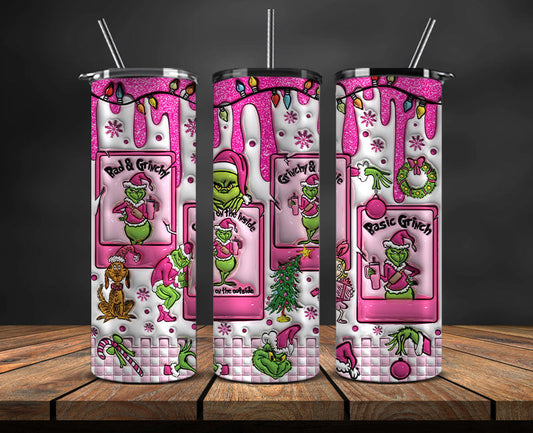 Christmas 20oz Tumbler Wrap PNG, Christmas 3D Inflated Puffy Png 330