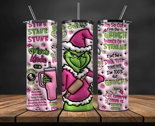 Christmas 20oz Tumbler Wrap PNG, Christmas 3D Inflated Puffy Png 331