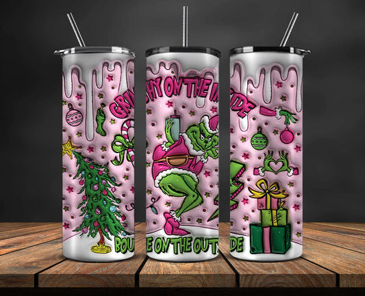 Christmas 20oz Tumbler Wrap PNG, Christmas 3D Inflated Puffy Png 335