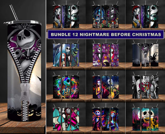 12+Design Bundle Nightmare Before Christmas , Jack Skellington Tumbler Png,Halloween Tumbler Wrap 33