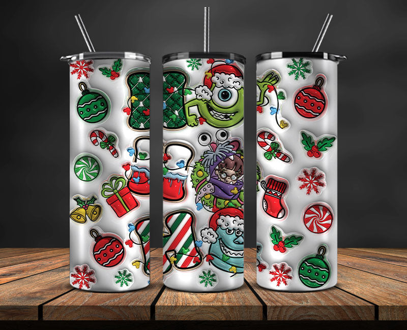 Christmas 20oz Tumbler Wrap PNG, Christmas 3D Inflated Puffy Png 341