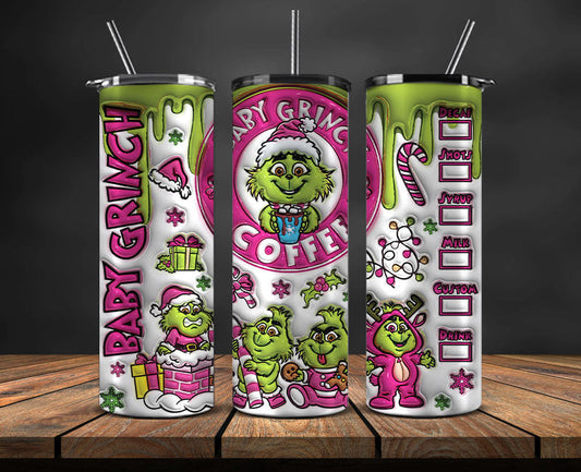 Christmas 20oz Tumbler Wrap PNG, Christmas 3D Inflated Puffy Png 346