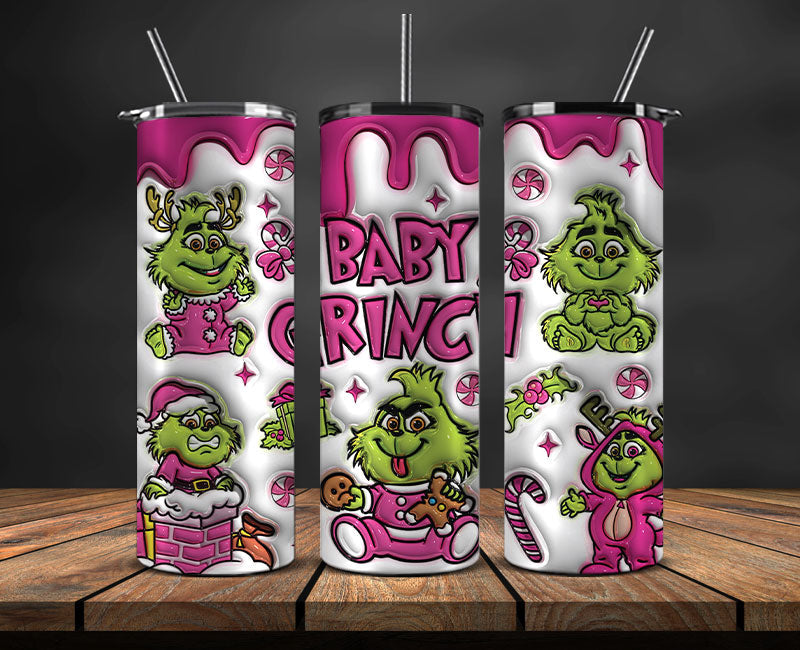 Christmas 20oz Tumbler Wrap PNG, Christmas 3D Inflated Puffy Png 347