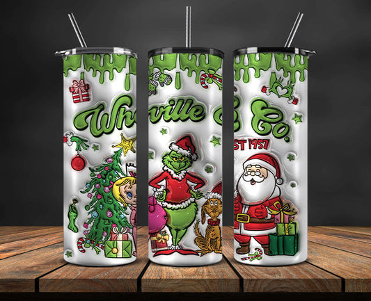 Christmas 20oz Tumbler Wrap PNG, Christmas 3D Inflated Puffy Png 348