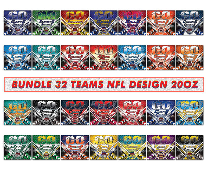 Bundle 32 Team Football Tumbler Png Design, Sport Tumbler Wrap 34