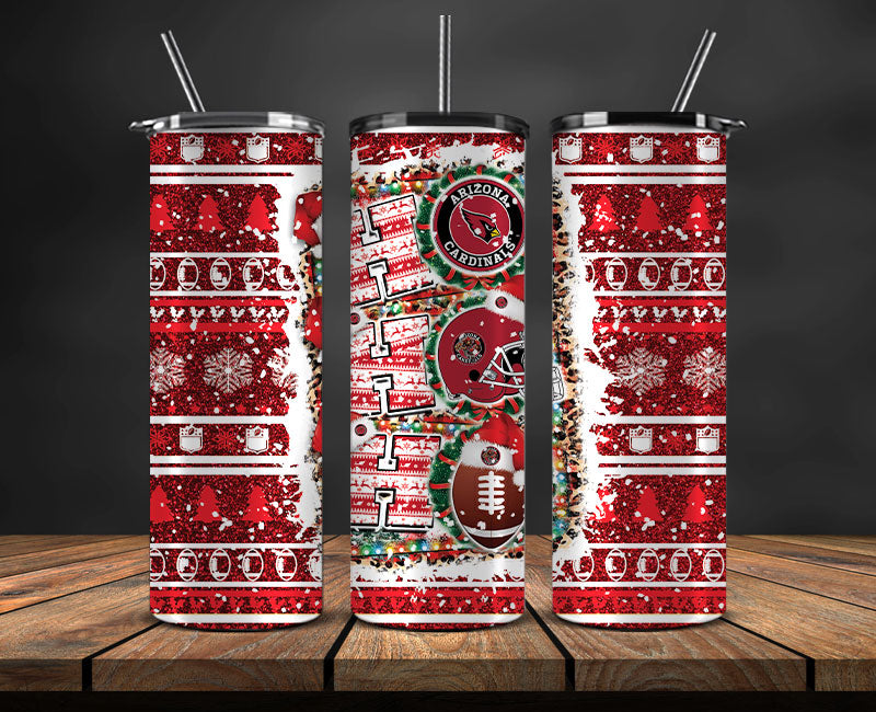 Arizona Cardinals Christmas Ho Ho Ho Tumbler Wrap,  NFL Patterns Christmas Png 34