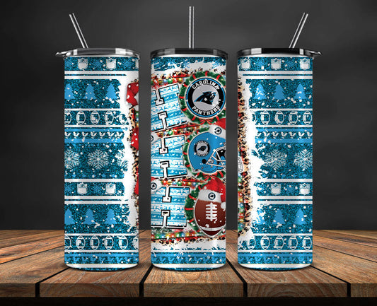 Carolina Panthers Christmas Ho Ho Ho Tumbler Wrap,  NFL Patterns Christmas Png 36