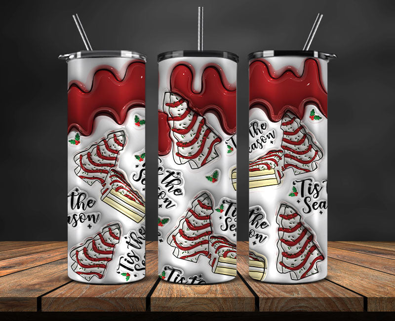 Christmas 20oz Tumbler Wrap PNG, Christmas 3D Inflated Puffy Png 36