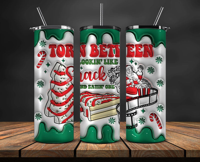 Christmas 20oz Tumbler Wrap PNG, Christmas 3D Inflated Puffy Png 37