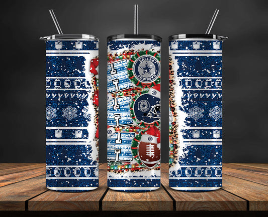 Dallas Cowboys Christmas Ho Ho Ho Tumbler Wrap,  NFL Patterns Christmas Png 38