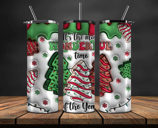 Christmas 20oz Tumbler Wrap PNG, Christmas 3D Inflated Puffy Png 38