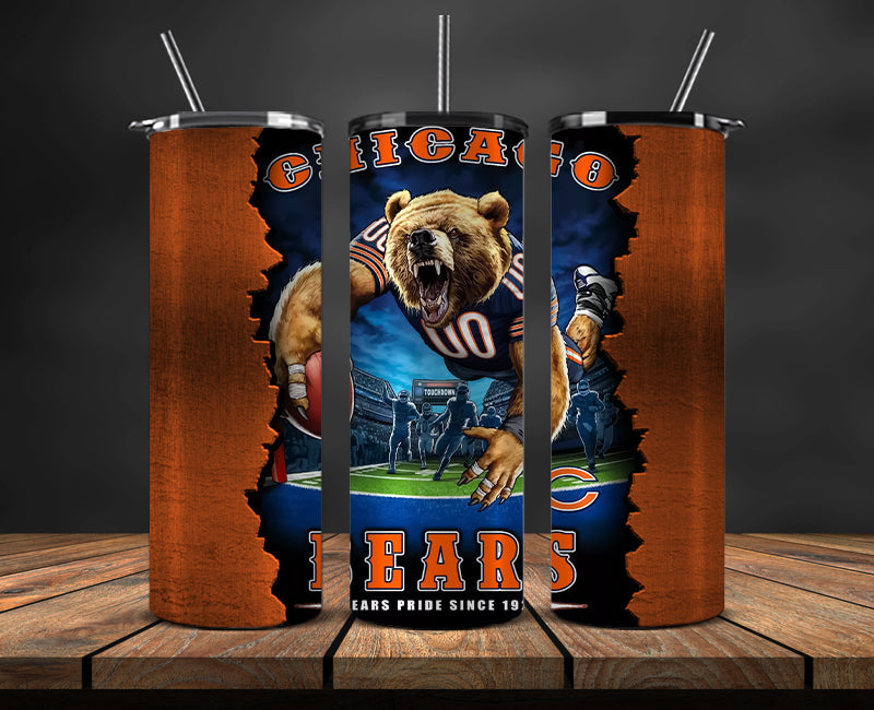 Chicago Bears Tumbler, Bears  Logo Tumbler ,NFL Season 2025, Design 38