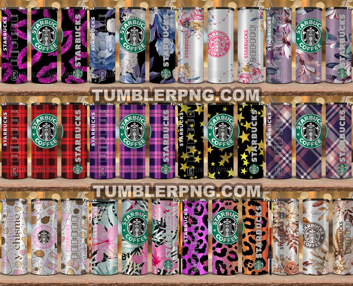 Bundle Starbucks Tumbler Png, Starbucks Glitter Sublimation, Skinny Tumbler 20oz, Skinny Starbucks 38