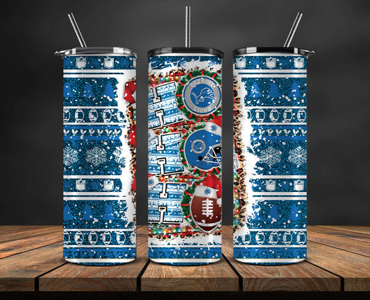 Detroit Lions Christmas Ho Ho Ho Tumbler Wrap,  NFL Patterns Christmas Png 39