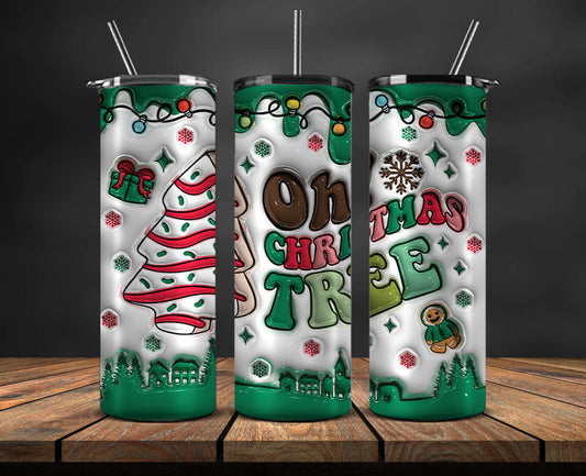 Christmas 20oz Tumbler Wrap PNG, Christmas 3D Inflated Puffy Png 39