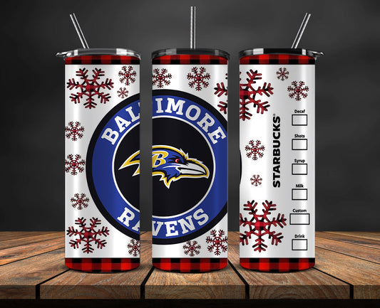 Baltimore Ravens Christmas Tumbler Png,NFL Merry Christmas Png, NFL Christmas Tumbler Wrap 03
