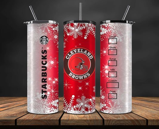 Cleveland Browns Christmas Tumbler Png,NFL Merry Christmas Png, NFL Christmas Tumbler Wrap 41