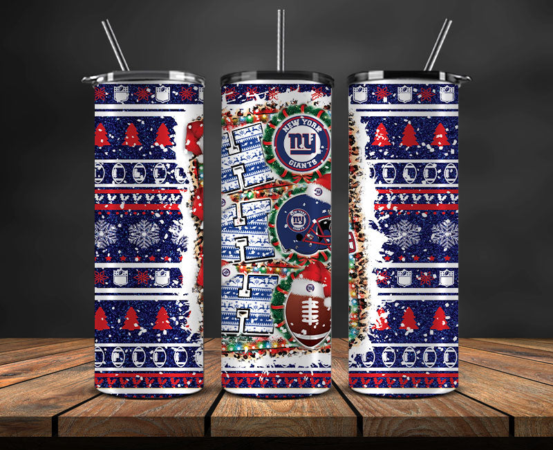 New York Giants Christmas Ho Ho Ho Tumbler Wrap,  NFL Patterns Christmas Png 44