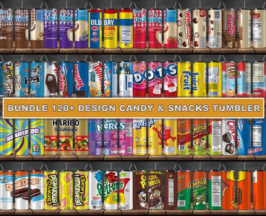 120 Design Candy & Snacks Tumbler, Candy & Snacks Tumbler Wraps ,Drink Tumbler Wrap 45