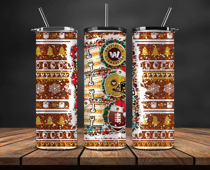 Washington Commanders  Christmas Ho Ho Ho Tumbler Wrap,  NFL Patterns Christmas Png 49