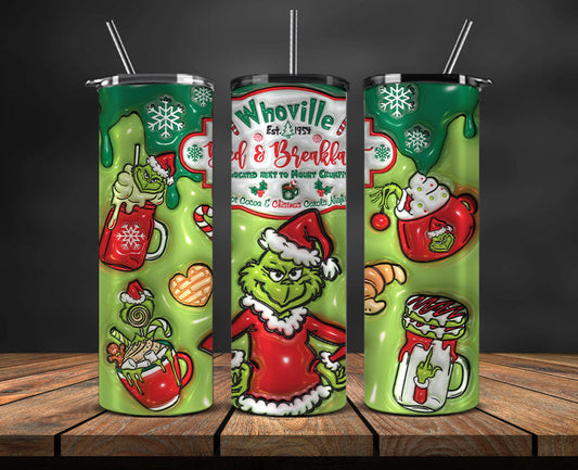 Christmas 20oz Tumbler Wrap PNG, Christmas 3D Inflated Puffy Png 49