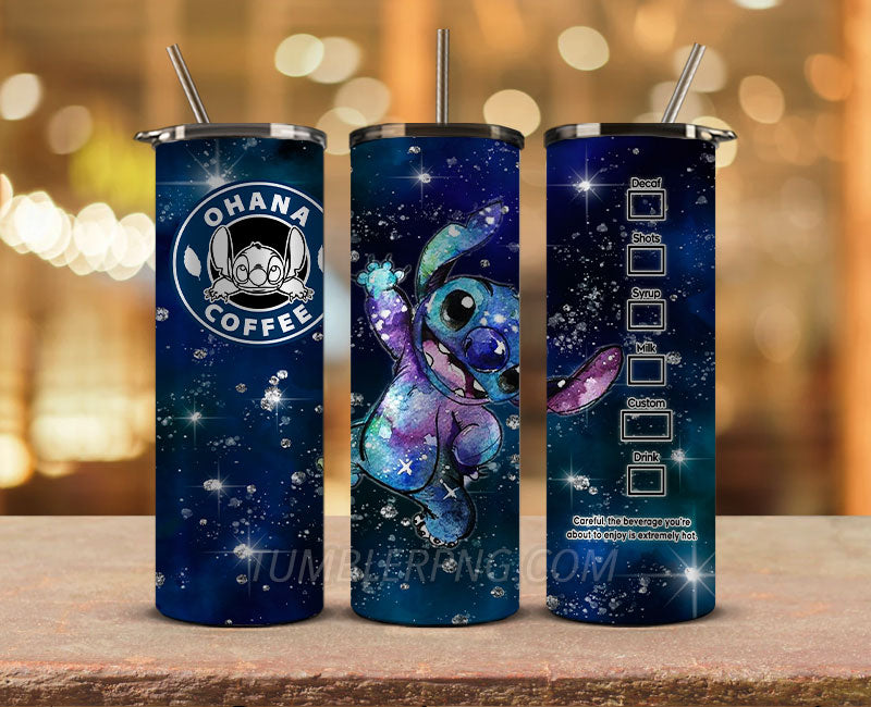 Stitch Starbucks 20oz Tumbler Png,20 oz Skinny Tumbler Wraps, Stitch Tumbler Wrap 04