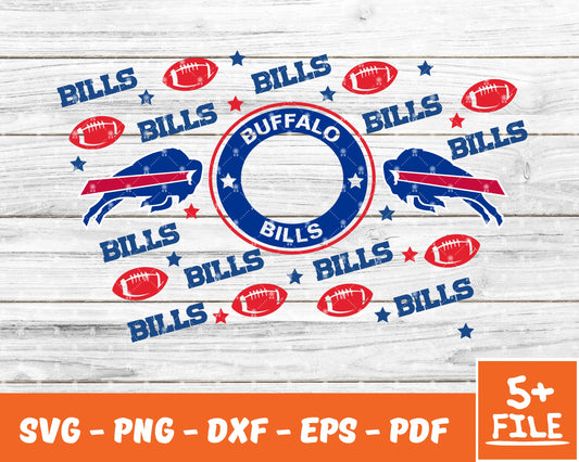 Buffalo Bills Full Wrap Template Svg, Cup Wrap Coffee 04