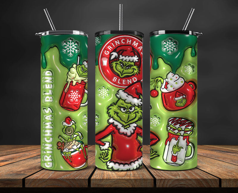 Christmas 20oz Tumbler Wrap PNG, Christmas 3D Inflated Puffy Png 50