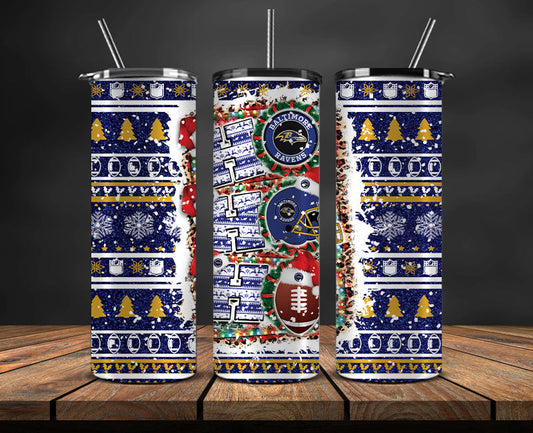 Baltimore Ravens Christmas Ho Ho Ho Tumbler Wrap,  NFL Patterns Christmas Png 50