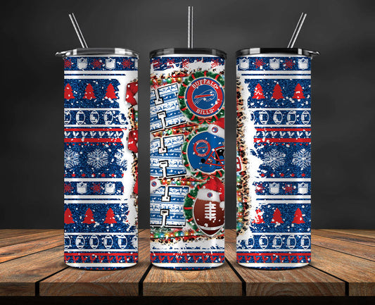 Buffalo Bills Christmas Ho Ho Ho Tumbler Wrap,  NFL Patterns Christmas Png 51