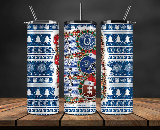 Indianapolis Colts Christmas Ho Ho Ho Tumbler Wrap,  NFL Patterns Christmas Png 55