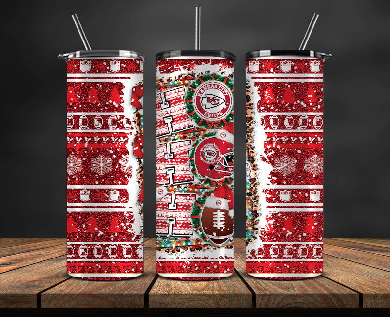 Kansas City Chiefs Christmas Ho Ho Ho Tumbler Wrap,  NFL Patterns Christmas Png 57