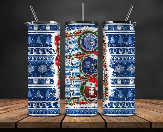 Tennessee Titans Christmas Ho Ho Ho Tumbler Wrap,  NFL Patterns Christmas Png 63