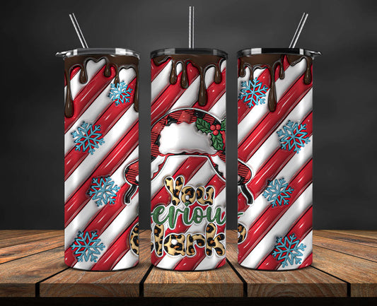 Christmas 20oz Tumbler Wrap PNG, Christmas 3D Inflated Puffy Png 64