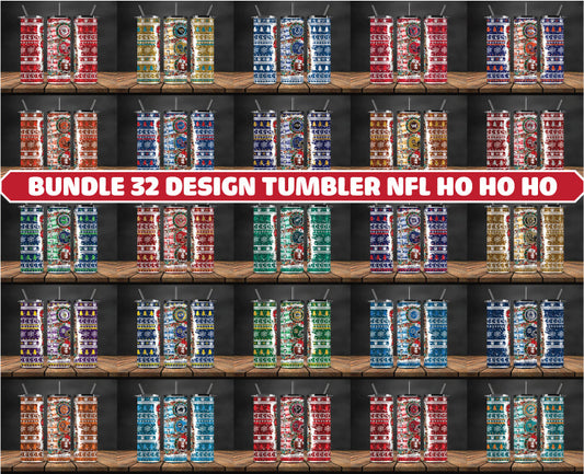 Bundle 32 Design Tumbler NFL Ho Ho Ho, Christmas Ho Ho Ho Tumbler Wrap,  NFL Patterns Christmas Png , Bundle Sport Tumbler 66