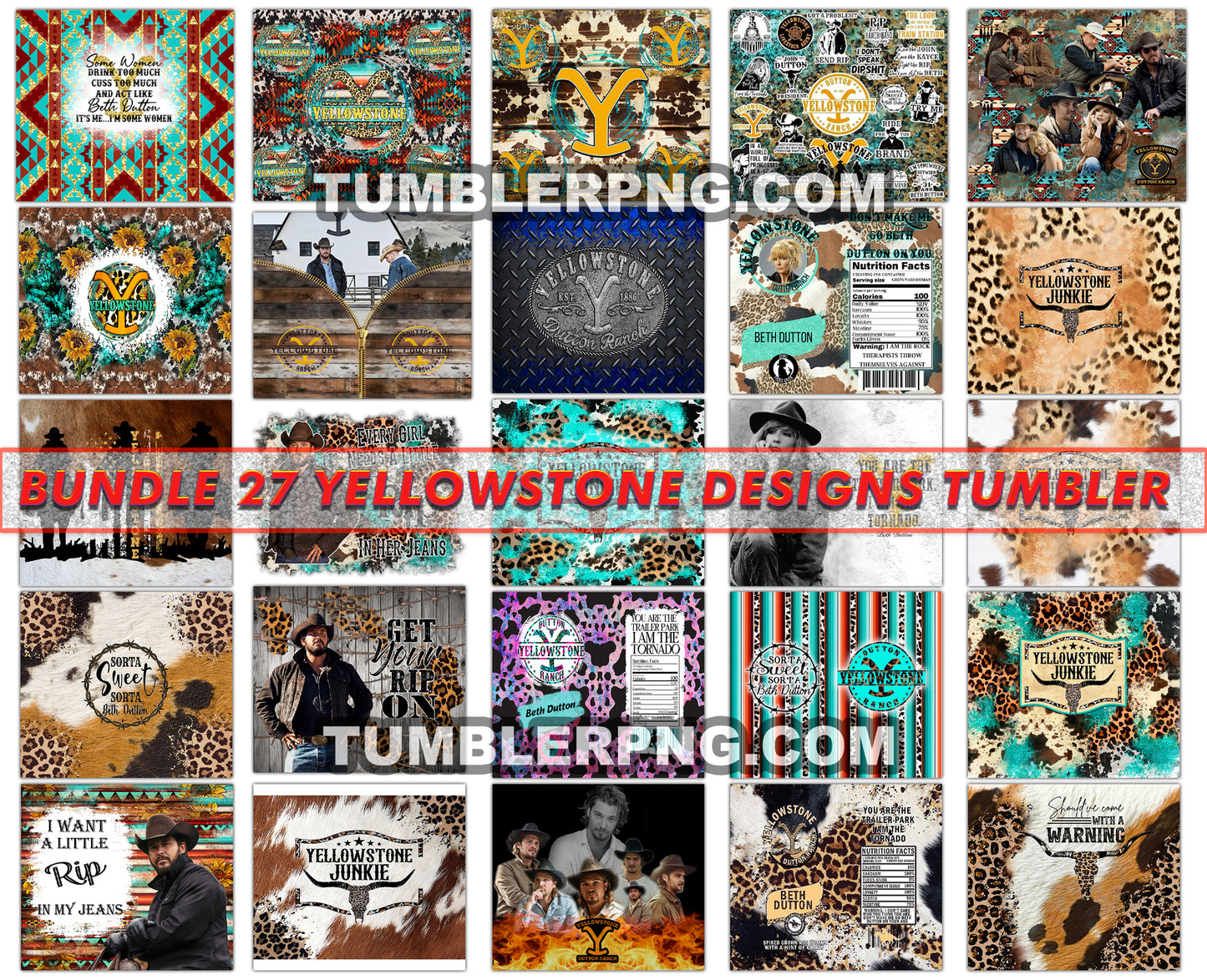 Tumbler Wrap 20oz Skinny Yellowstone - Ready to Press Sublimation Transfer