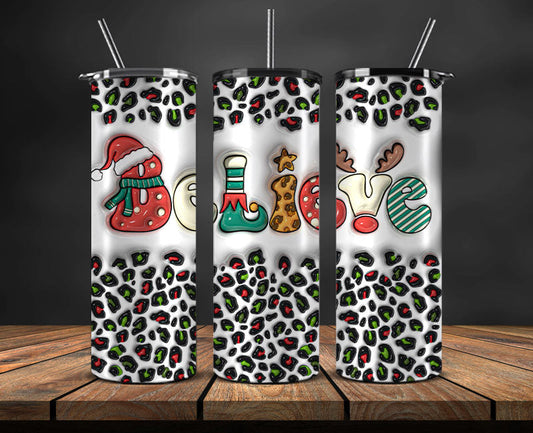 Christmas 20oz Tumbler Wrap PNG, Christmas 3D Inflated Puffy Png 68