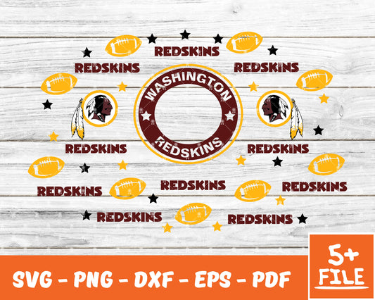 Washington Redskins Full Wrap Template Svg, Cup Wrap Coffee 06
