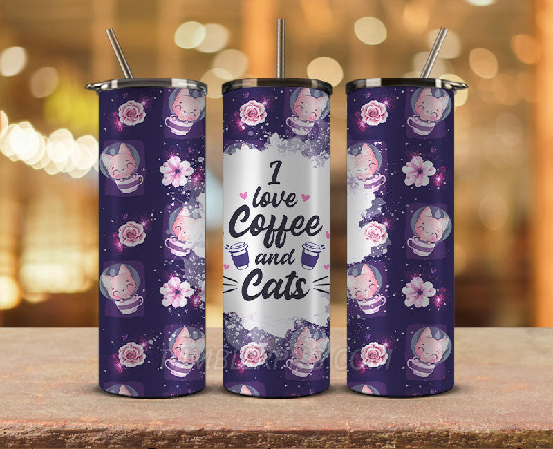 Coffee 20 oz Skinny Tumbler Sublimation Png, Coffee Tumbler Wrap 06