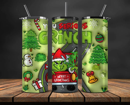 Christmas 20oz Tumbler Wrap PNG, Christmas 3D Inflated Puffy Png 06
