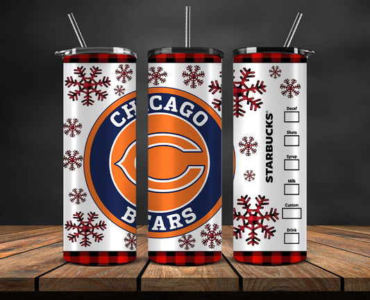 Chicago Bears Christmas Tumbler Png,NFL Merry Christmas Png, NFL Christmas Tumbler Wrap 06